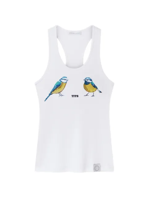 Stella McCartney 'Blue Tits' graphic tank top White 6J04203SQA64