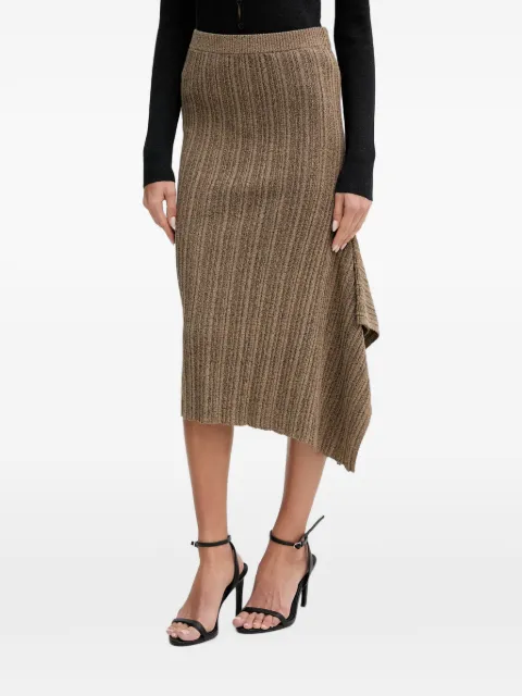 Sisley ribbed asymmetric midi skirt Brown 1YTSL000K