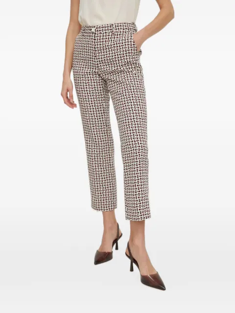 Sisley geometric-print cropped trousers White 4OLRLF04M