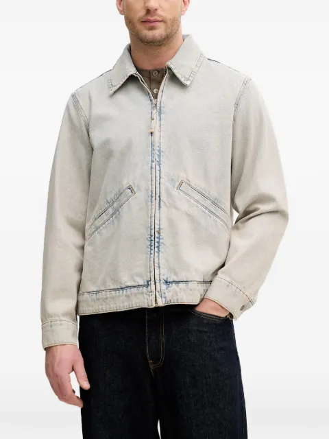 Sisley acid-wash zip-up denim jacket Grey 2YDCSN04R