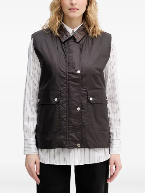 Sisley leopard-print collar gilet Brown 6W09W8014
