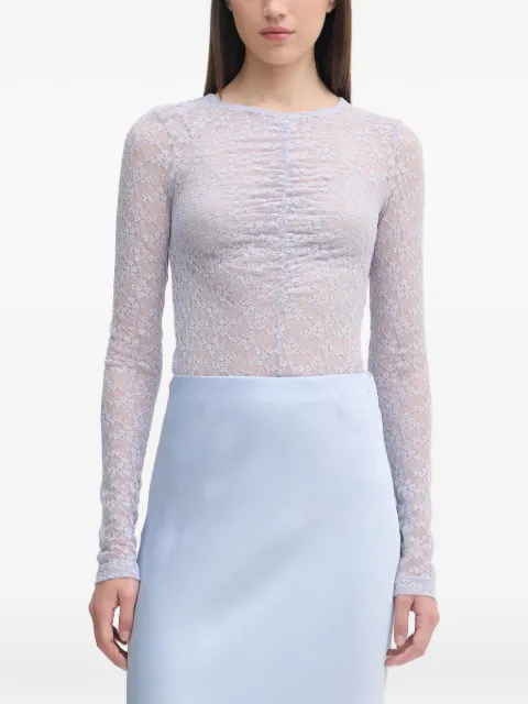 Sisley ruched lace top Blue 3QZYL108L