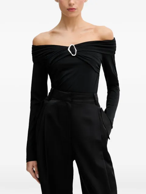 Sisley off-shoulder hardware-detail top Black 3C5HL108R