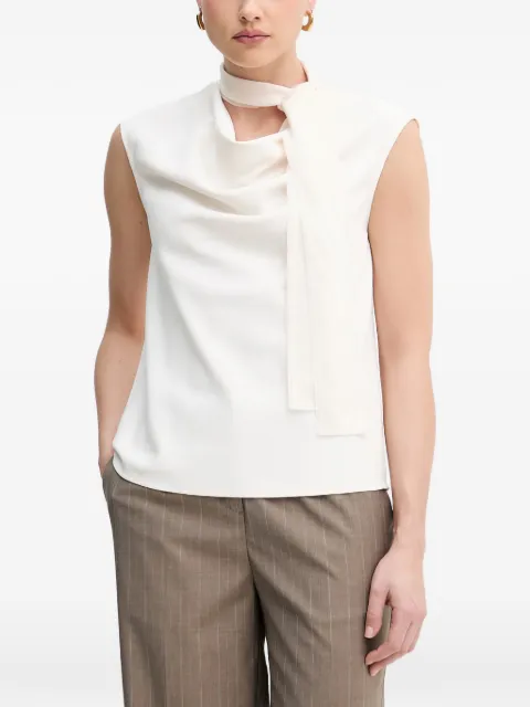 Sisley pussy-bow sleeveless blouse White 5SLFLQ0AS