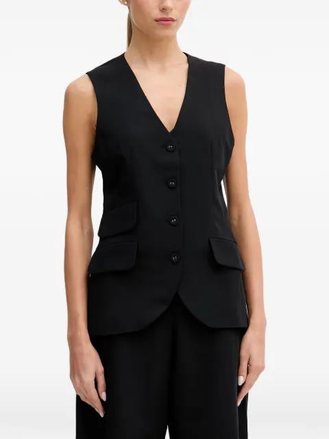 Sisley V-neck button-up waistcoat Black 2KVXLJ010