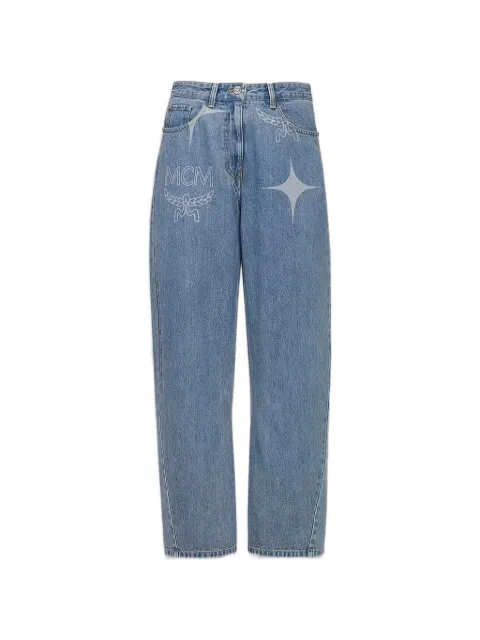 MCM logo-print straight-leg jeans Blue MFPGSMM021H038