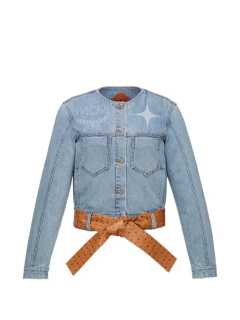 MCM Constellation Visetos-print belted denim jacket Blue 62MFJGSMM051H040