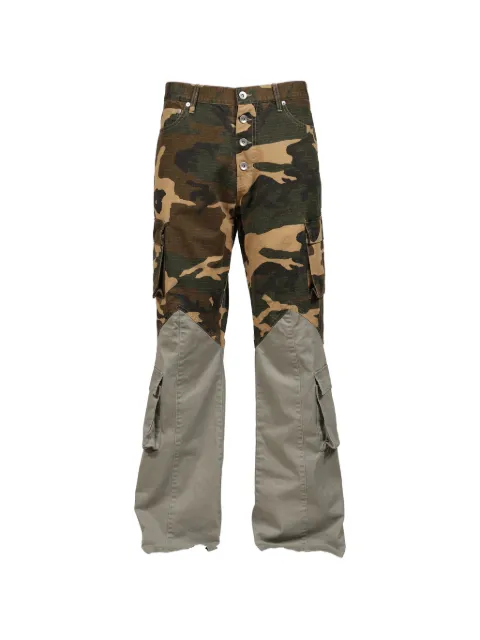JUN/NAKAYAMA camouflage-print panelled cargo pants Green JNSS26008
