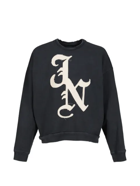 JUN/NAKAYAMA logo-patch raw-edge sweater Black JNSS26005BLK