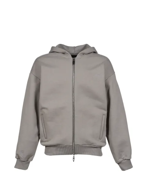 JUN/NAKAYAMA logo-embroidered zip-up hoodie Grey JNSS26003