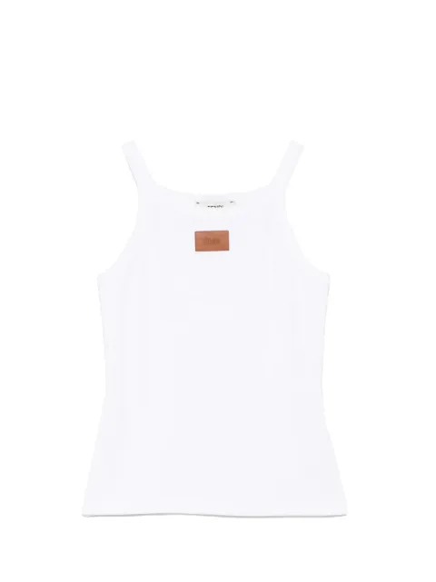 FENDI logo-patch ribbed tank top White FS7966AW87
