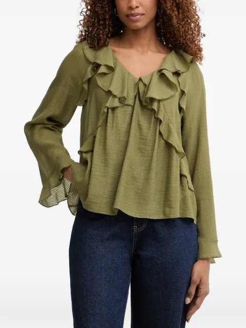 Pedro Del Hierro ruffled long-sleeve blouse Green 6633455