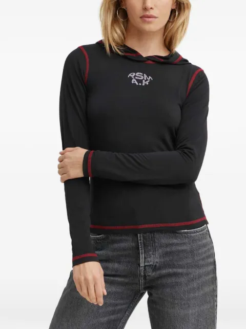 Résumé contrast-stitch rhinestone hoodie Black 23021262