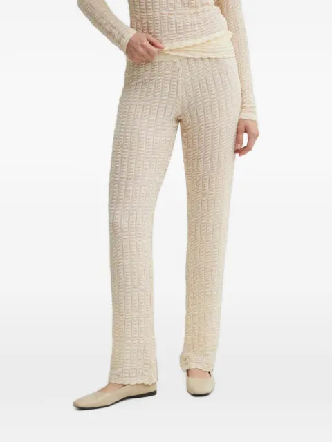Résumé seersucker-effect straight-leg trousers Neutrals 20571124