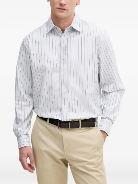 Sisley vertical-stripe long-sleeve shirt Blue 56RDSQ05E
