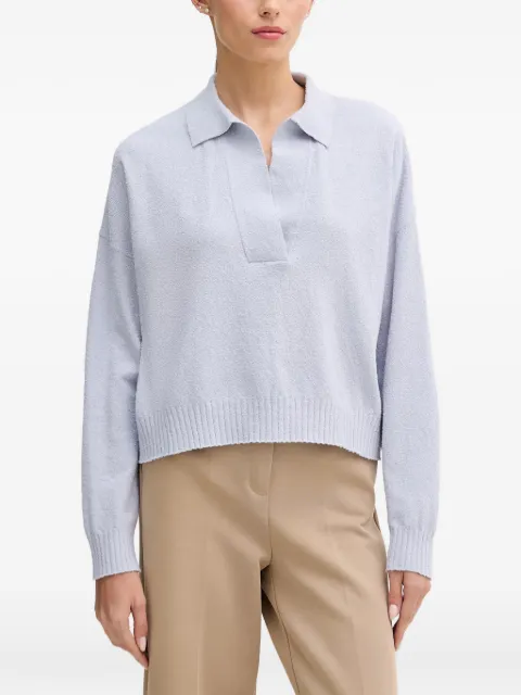 Sisley bouclé-knit polo sweater Blue 19DUL300G
