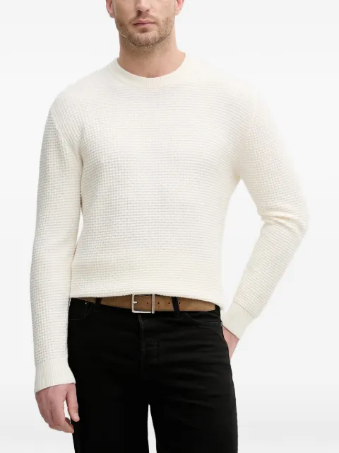 Sisley waffle-knit crew-neck sweater White 13RVS104R