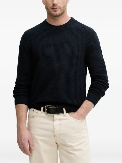 Sisley waffle-knit crew-neck sweater Blue 13RVS104R