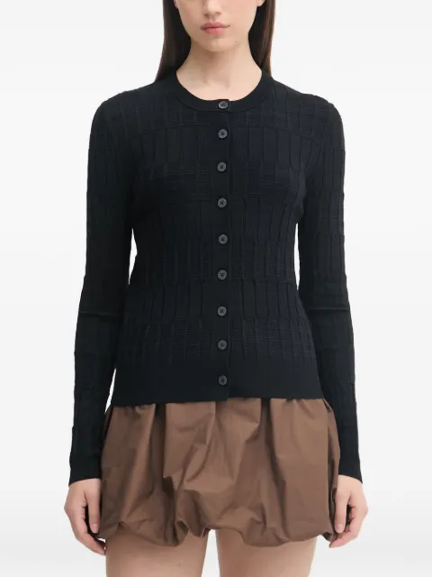 Sisley check-knit button-up cardigan Black 16R2L5017