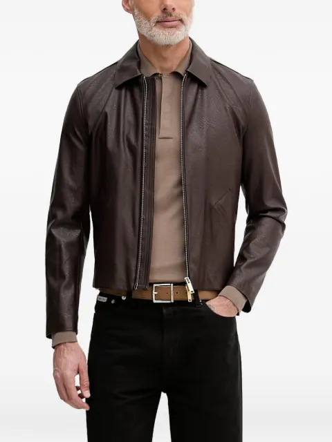 Sisley polo-collar long-sleeve polo shirt Brown 10F2S300S