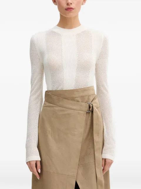 Sisley open-knit long-sleeve top White 1QKQL107D