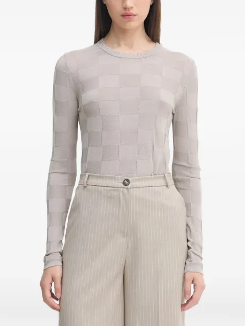 Sisley check-pattern long-sleeve sweater Neutrals 1TJ1L107N