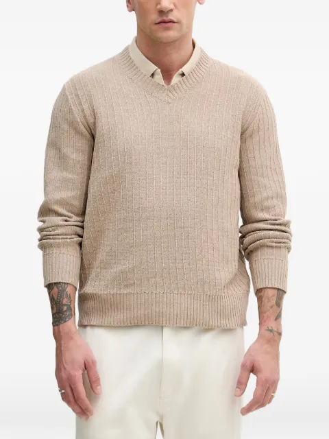 Sisley ribbed-knit V-neck sweater Neutrals 1WBXS400M