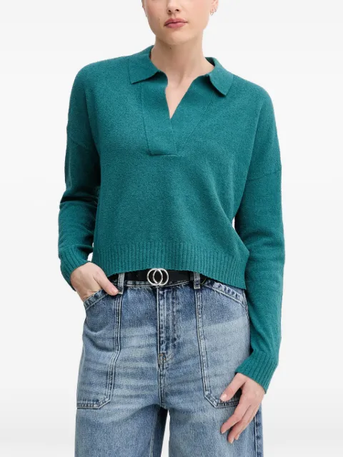 Sisley V-neck long-sleeve T-shirt Green 19DUL300G