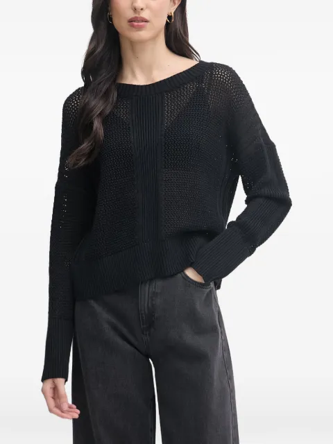 Sisley open-knit ribbed-trim sweater Black 174WL107R