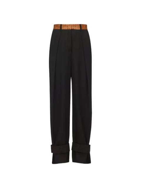 MCM monogram-print waistband pleated trousers Black 62MFPGSMM01BK038