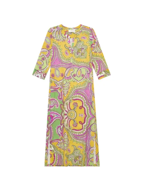 MALIPARMI Hippie Lotus paisley-print midi dress Yellow JF667370671D6084