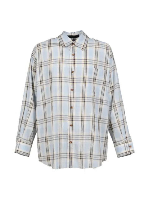 JUN/NAKAYAMA check-pattern frayed shirt Blue JNSS26009