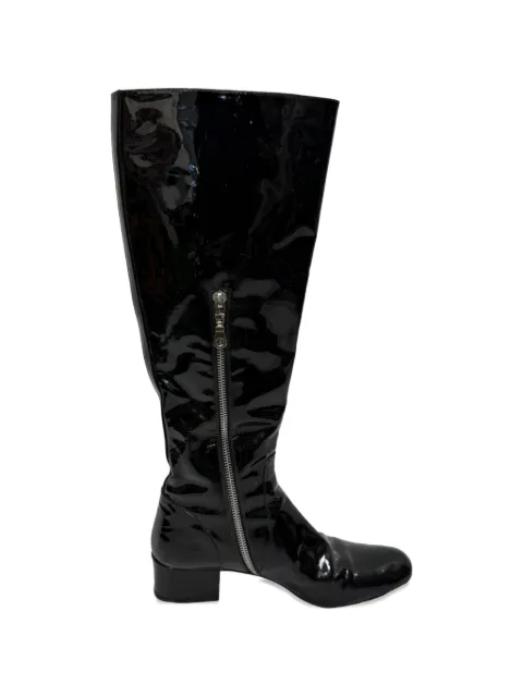 Saint Laurent Pre-Owned Babies patent knee-high boots Black RFCPUGBSH739976W