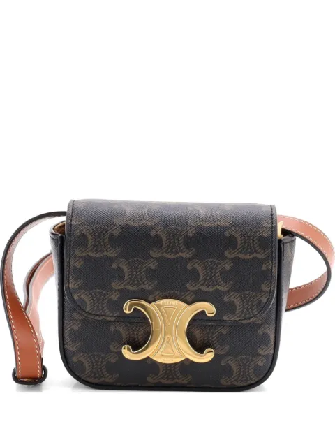 Celine Pre-Owned Claude Triomphe Coated Canvas Mini shoulder bag Brown 853GZPEKBMKKKN3T