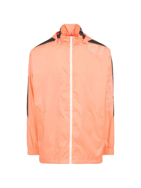 Givenchy oversized logo-print zip-up hooded windbreaker jacket Orange BM011R14DG685