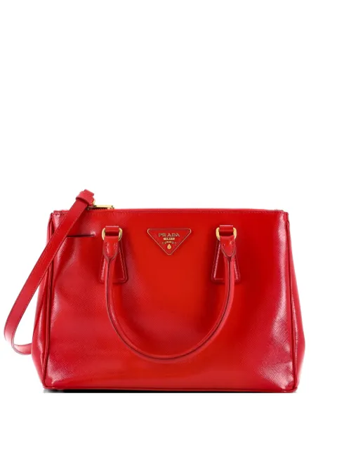 Prada Pre-Owned Double Zip Lux Vernice Saffiano Leather Mini tote bag Red LKVGXS8EAIXGYB1V