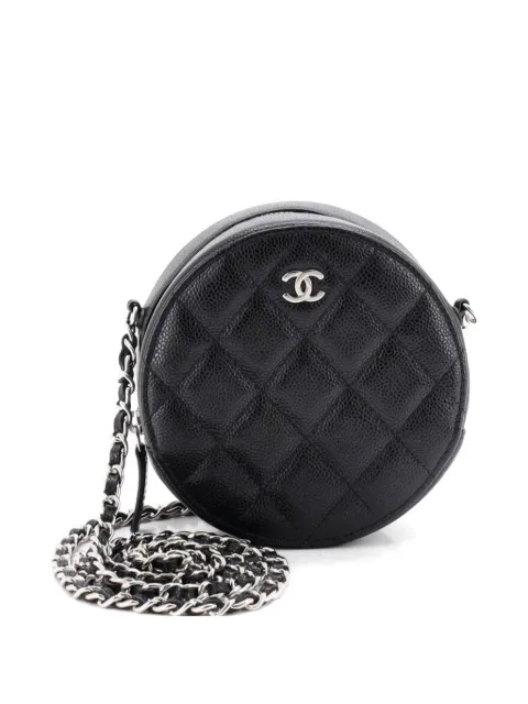 CHANEL Pre-Owned Round Clutch with Chain Quilted Caviar Mini crossbody bag Black IB04TW2C2Q6HJUCL