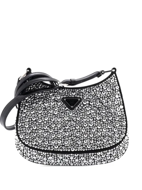 Prada Pre-Owned Cleo Shoulder Bag Crystal Embellished Satin Small crossbody bag Black C4CFBNGX3M7906OU