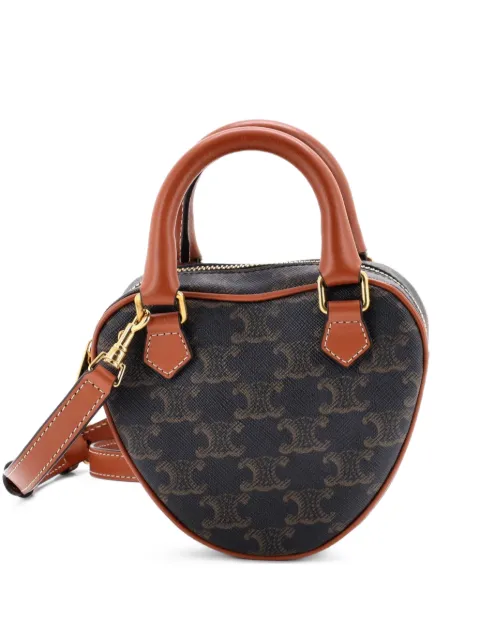 Celine Pre-Owned Heart Bag Triomphe Coated Canvas Medium crossbody bag Brown 87TFTQH1M9X5A388
