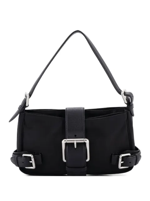 Bottega Veneta Pre-Owned Buckle Nylon with Leather shoulder bag Black 5LCGKT9SAXRAQV22