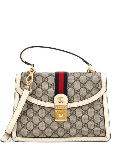 Gucci Pre-Owned Ophidia Flap Top Handle Bag GG Coated Canvas Small satchel Neutrals K3WIDM97QM1ZLZ2I