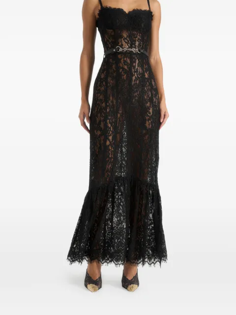 Manière De Voir Freya belted lace maxi dress Black WMN4445