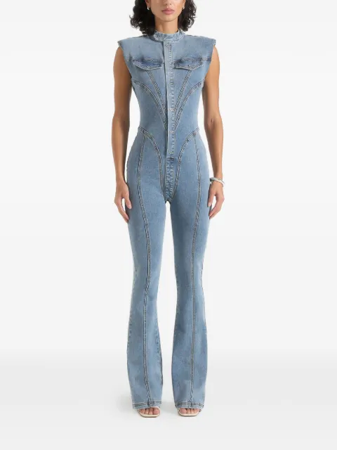 Manière De Voir Annette - seam detail fit & flare denim jumpsuit - mid blue Blue WMN37952