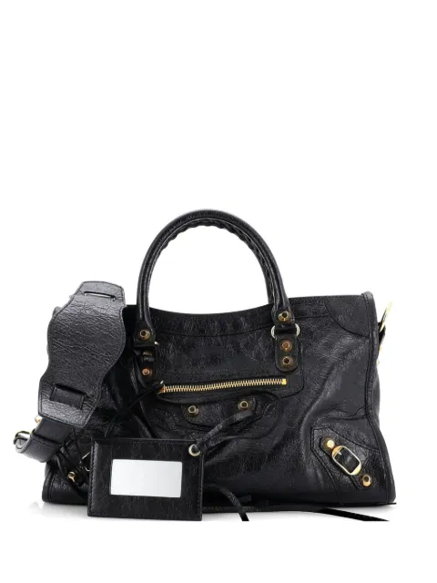 Balenciaga Pre-Owned Logo Strap City Classic Studs Bag Leather Small crossbody bag Black S2846FWXHIOLOGGW
