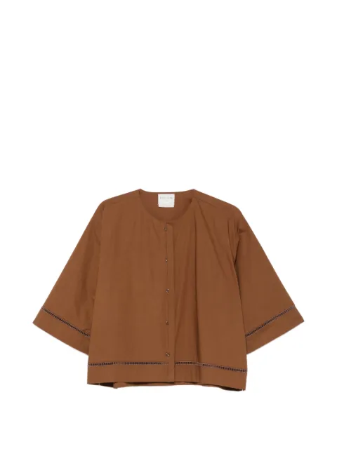 Forte Forte faggoting-trim wide-sleeve shirt Brown 14836MYSHIRT