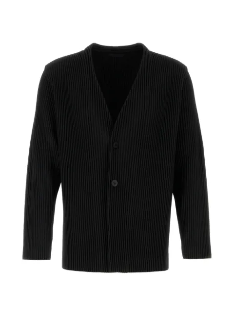 Issey Miyake pleated V-neck jacket Black HP66JD155