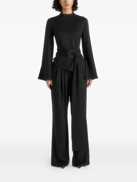Manière De Voir Aurore mock neck ring belt pleated leg jumpsuit Black WMN4515