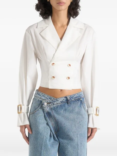 Manière De Voir Andrea cropped double-breasted open back tie shirt White WMN4523