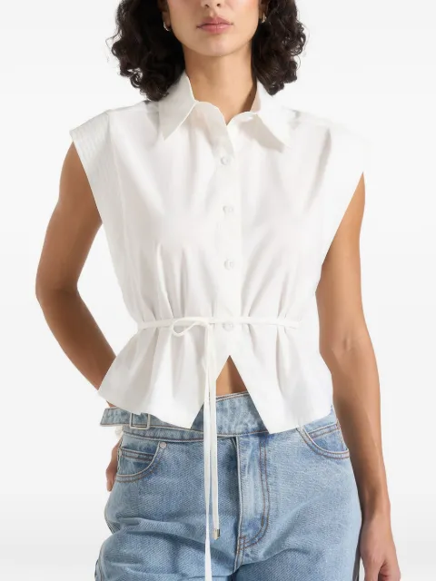 Manière De Voir Malia in white sleeveless tie waist cropped shirt White WMN4524