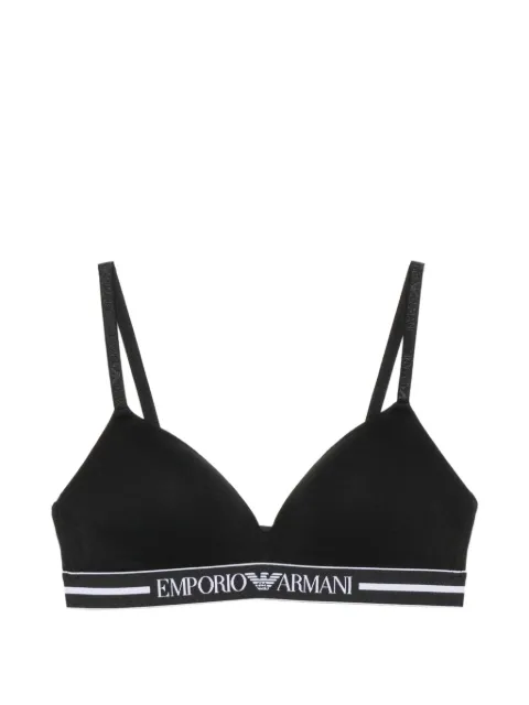 Emporio Armani logo-tape triangle bra Black EW000442AF19023